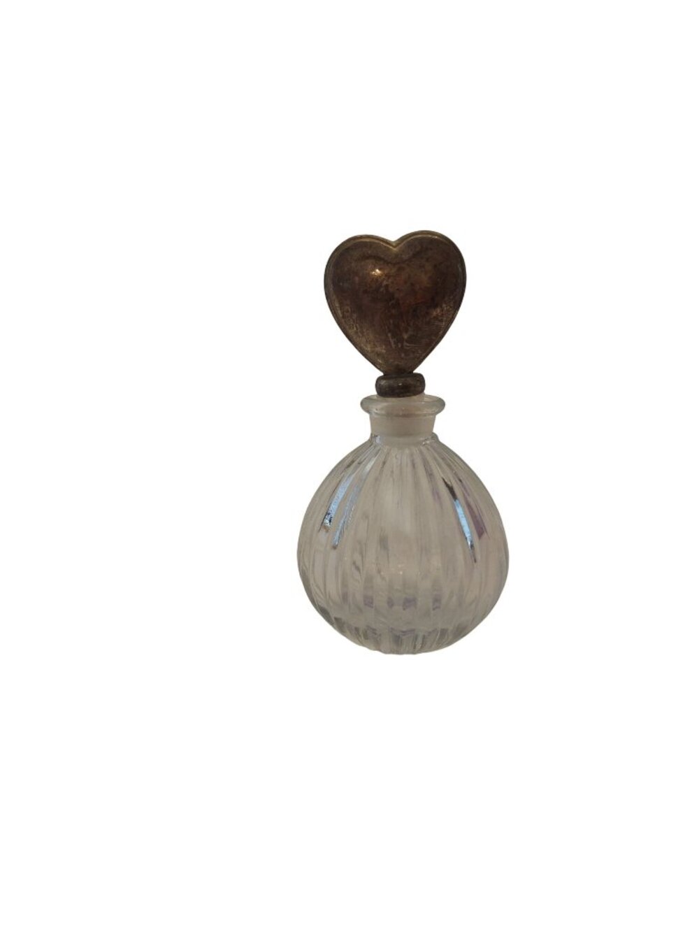 Vintage International Silver Co Glass Perfume Bottle Silver Plated Heart Stopper